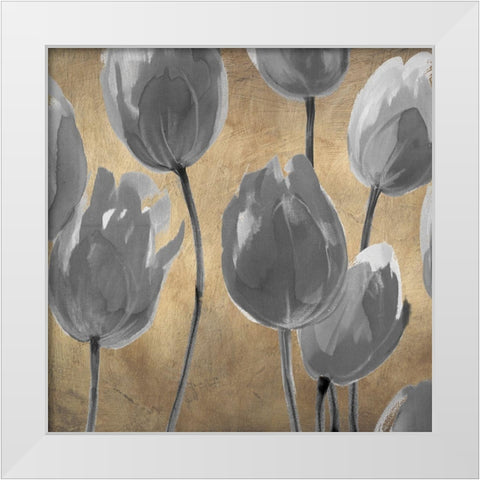 Grey Tulips I White Modern Wood Framed Art Print by Villa, Luca