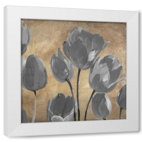 Grey Tulips II White Modern Wood Framed Art Print by Villa, Luca