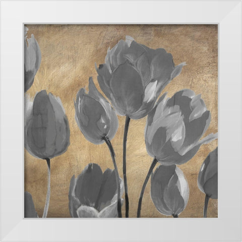 Grey Tulips II White Modern Wood Framed Art Print by Villa, Luca