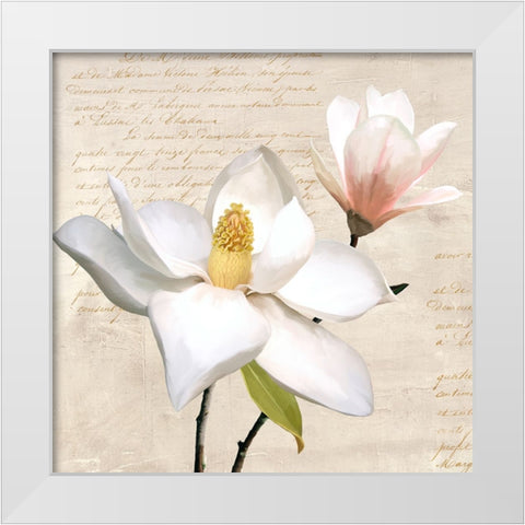 Ivory Magnolia_I White Modern Wood Framed Art Print by Villa, Luca