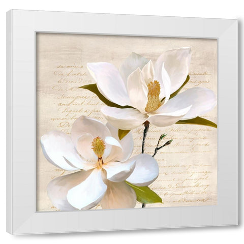 Ivory Magnolia_II White Modern Wood Framed Art Print by Villa, Luca