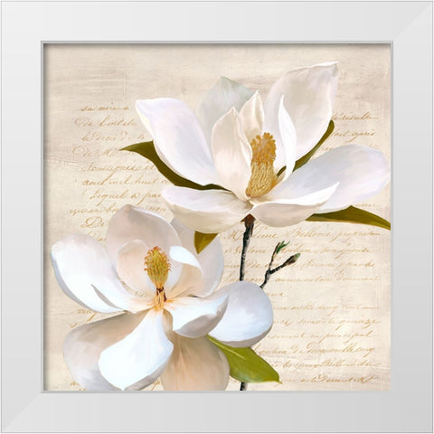 Ivory Magnolia_II White Modern Wood Framed Art Print by Villa, Luca