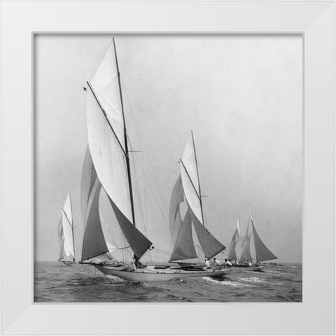 Sailboats Sailing Downwind 1920 White Modern Wood Framed Art Print by Levick, Edwin