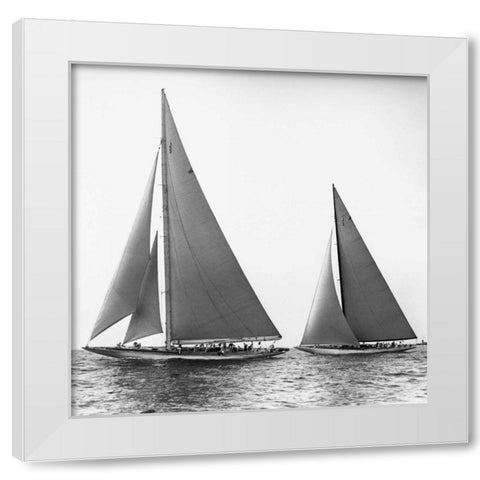Sailboats in the Americas Cup 1934 White Modern Wood Framed Art Print by Levick, Edwin
