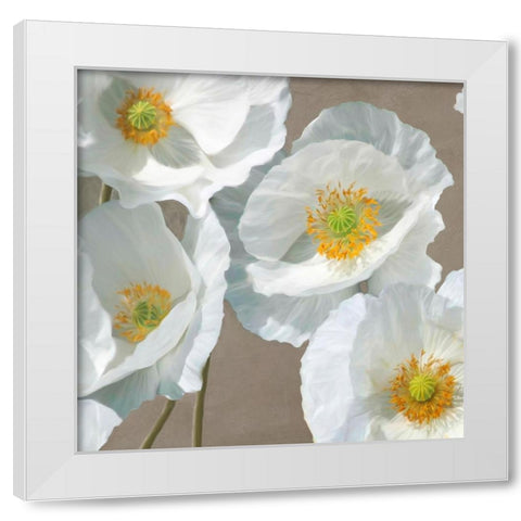 Poppies on Taupe I White Modern Wood Framed Art Print by Leonardo, Sanna