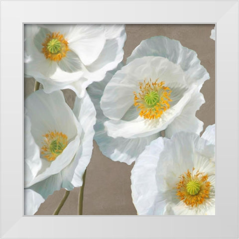 Poppies on Taupe I White Modern Wood Framed Art Print by Leonardo, Sanna