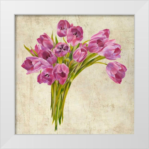 Bouquet de Tulipes White Modern Wood Framed Art Print by Sanna, Leonardo