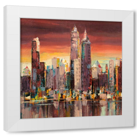 Sera su New York- detail White Modern Wood Framed Art Print by Florio, Luigi