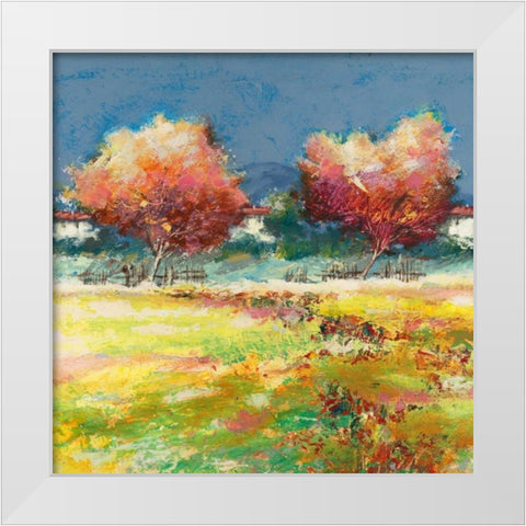 Alberi nel prato White Modern Wood Framed Art Print by Florio, Luigi
