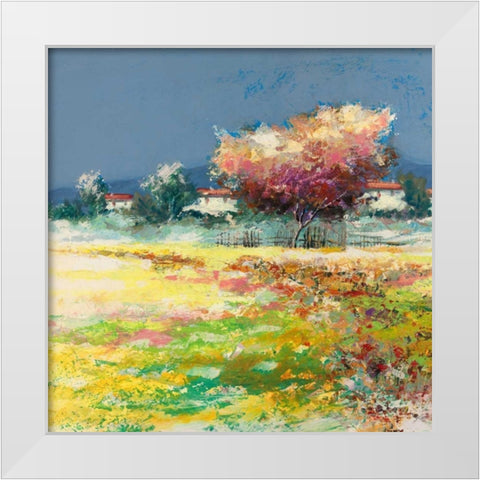 Albero nel prato White Modern Wood Framed Art Print by Florio, Luigi