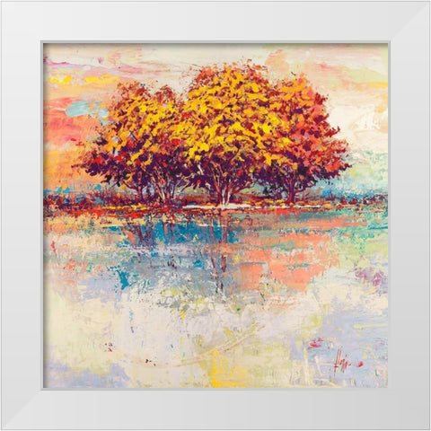 Alberi nel sole (detail) White Modern Wood Framed Art Print by Florio, Luigi