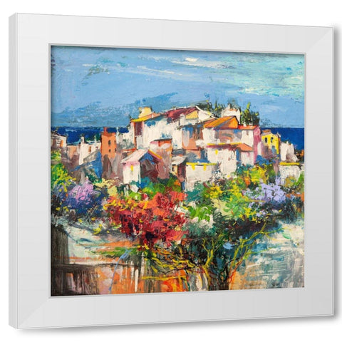 Borgo sul mare I White Modern Wood Framed Art Print by Florio, Luigi