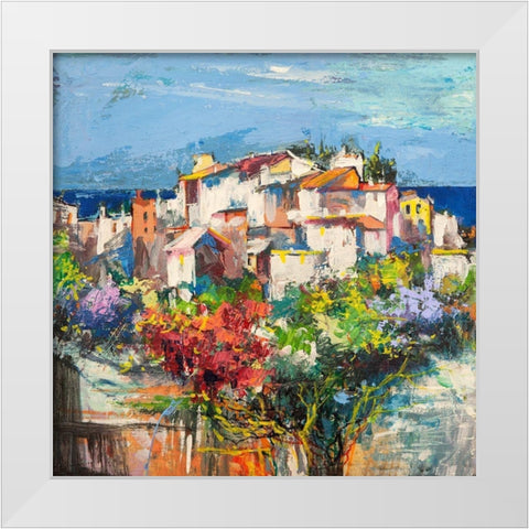 Borgo sul mare I White Modern Wood Framed Art Print by Florio, Luigi