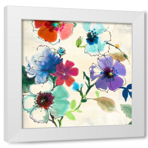 Flora I White Modern Wood Framed Art Print by Michelle, Clair