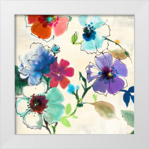 Flora I White Modern Wood Framed Art Print by Michelle, Clair