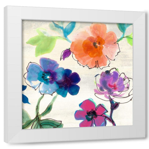Flora II White Modern Wood Framed Art Print by Michelle, Clair