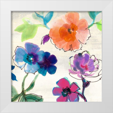 Flora II White Modern Wood Framed Art Print by Michelle, Clair