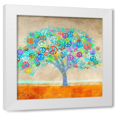 Tree of Peace (detail) White Modern Wood Framed Art Print by Rodrigues, Malia