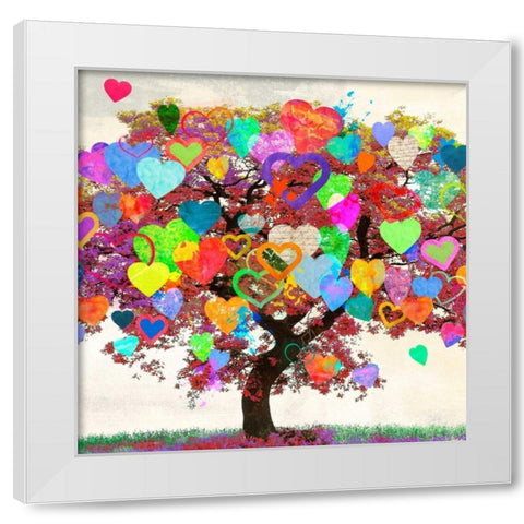 Tree of Love (detail) White Modern Wood Framed Art Print by Rodrigues, Malia