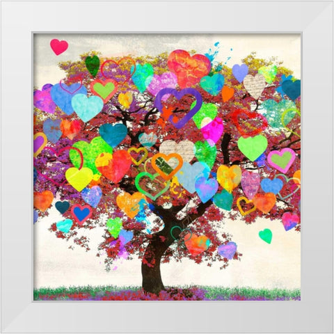 Tree of Love (detail) White Modern Wood Framed Art Print by Rodrigues, Malia