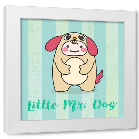 Lil Dog White Modern Wood Framed Art Print by Malia, Rodrigues