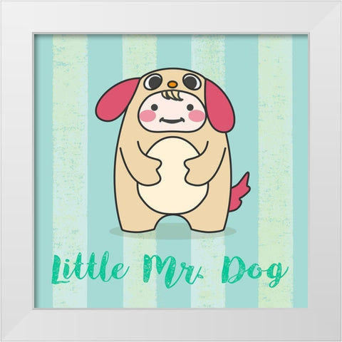 Lil Dog White Modern Wood Framed Art Print by Malia, Rodrigues