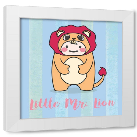 Lill Lion White Modern Wood Framed Art Print by Malia, Rodrigues