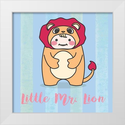 Lill Lion White Modern Wood Framed Art Print by Malia, Rodrigues