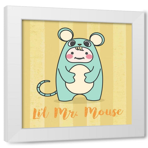 Lil Mouse White Modern Wood Framed Art Print by Malia, Rodrigues