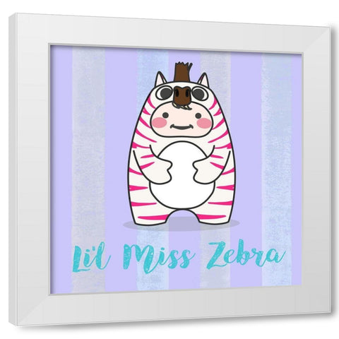 Lil Zebra White Modern Wood Framed Art Print by Malia, Rodrigues