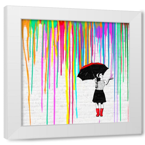 Expecting Colors White Modern Wood Framed Art Print by Masterfunk Collective