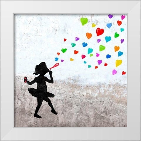 Love Bubbles (detail) White Modern Wood Framed Art Print by Masterfunk Collective