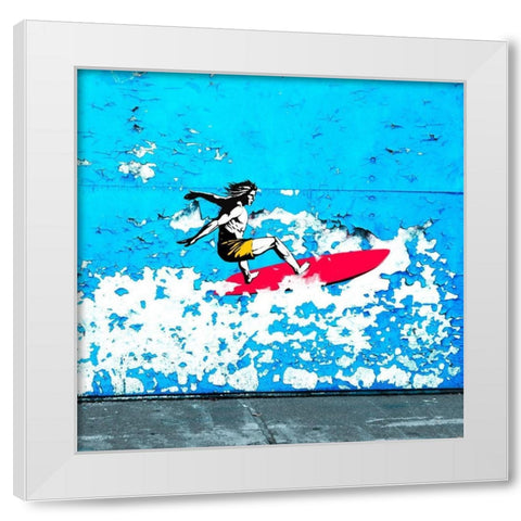 Off the Wall, Santa Cruz, CA (detail) White Modern Wood Framed Art Print by Masterfunk Collective