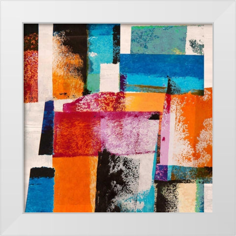 Colors in Space I White Modern Wood Framed Art Print by Navarro, Manuel