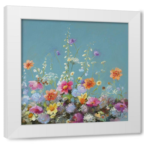 Treasures from my Garden Teal White Modern Wood Framed Art Print by Whatmore, Nel