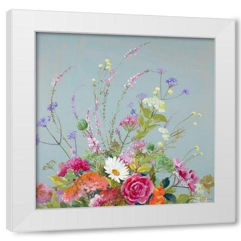 Marguerite and Verbena White Modern Wood Framed Art Print by Whatmore, Nel