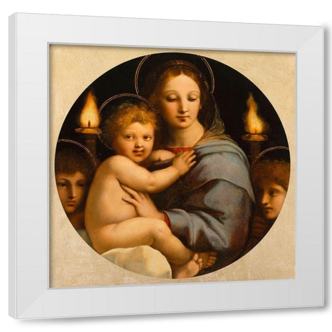 Madonna dei candelabri White Modern Wood Framed Art Print by Raffaello