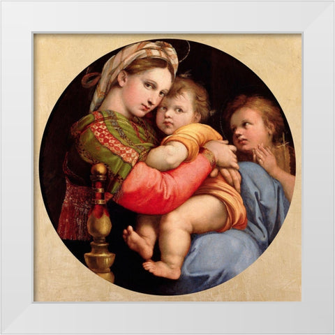 Madonna della seggiola White Modern Wood Framed Art Print by Raffaello