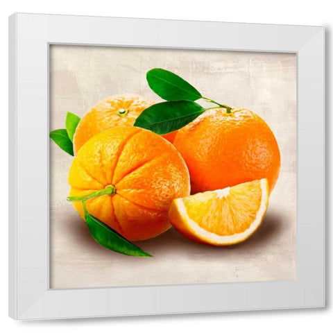 Oranges White Modern Wood Framed Art Print by Barbieri, Remo