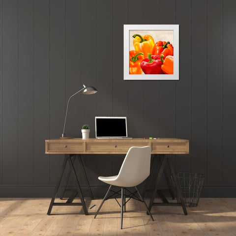 Peppers White Modern Wood Framed Art Print by Barbieri, Remo