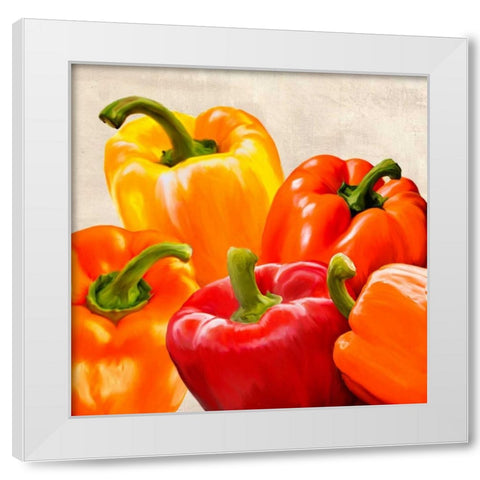 Peppers White Modern Wood Framed Art Print by Barbieri, Remo