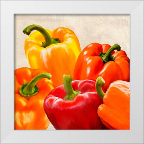 Peppers White Modern Wood Framed Art Print by Barbieri, Remo