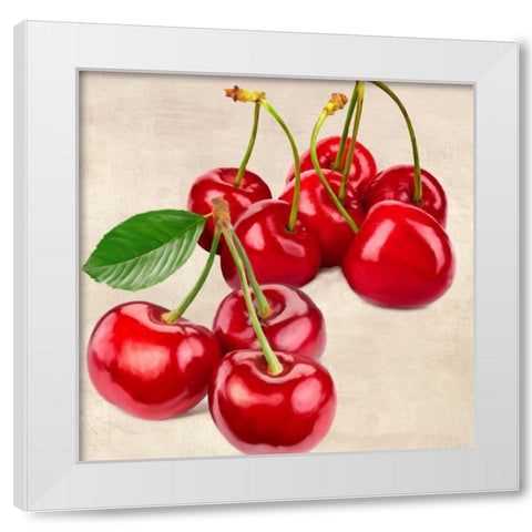 Cherries White Modern Wood Framed Art Print by Barbieri, Remo