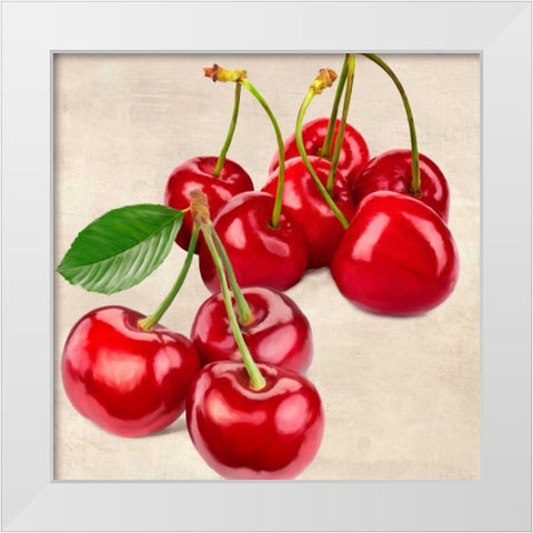Cherries White Modern Wood Framed Art Print by Barbieri, Remo