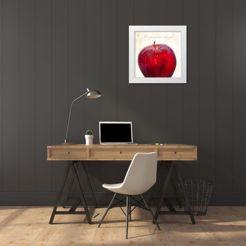 La pomme rouge White Modern Wood Framed Art Print by Remo, Barbieri