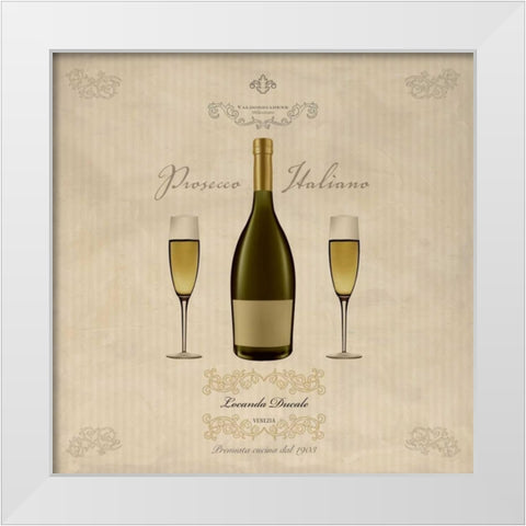 Prosecco Italiano White Modern Wood Framed Art Print by Ferrari, Sandro