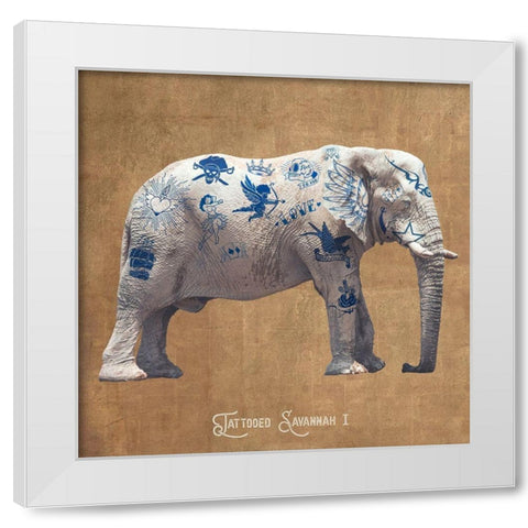 Tattooed Savannah I White Modern Wood Framed Art Print by Hill, Steven