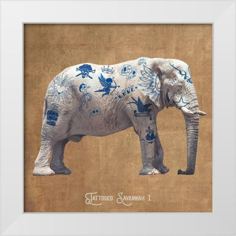 Tattooed Savannah I White Modern Wood Framed Art Print by Hill, Steven