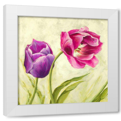 Tulipani danzanti White Modern Wood Framed Art Print by Mei, Silvia