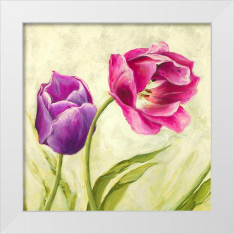 Tulipani danzanti White Modern Wood Framed Art Print by Mei, Silvia